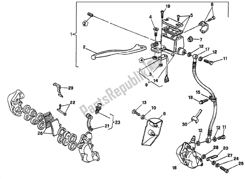Todas las partes para Sistema De Freno Delantero De Un Solo Disco de Ducati Supersport 750 SS 1997